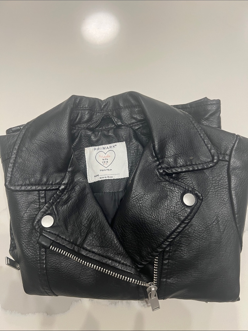 Primark, Girls Black Faux Leather Biker Jacket. Like new. - Picture 9 of 9